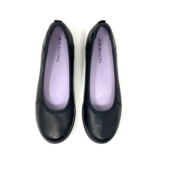 Aravon Abbey Ballet Flats Black Leather NARROW - Picture 5 of 7
